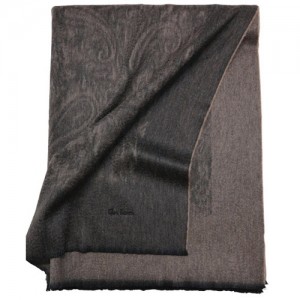 Плед GLEN SAXON Border Paisley Black-Natural, кашемир, 150х200 см