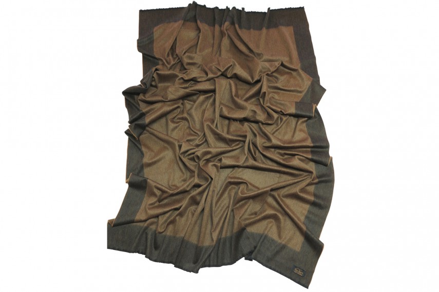 Плед GLEN SAXON Border Black Camel, кашемир, 150х200 см