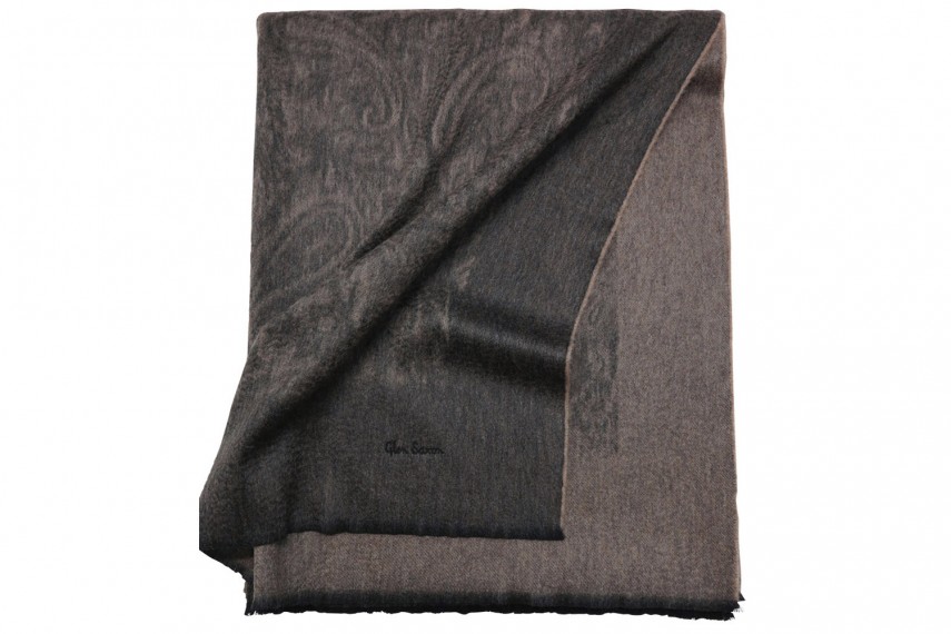 Плед GLEN SAXON Border Paisley Black-Natural, кашемир, 150х200 см