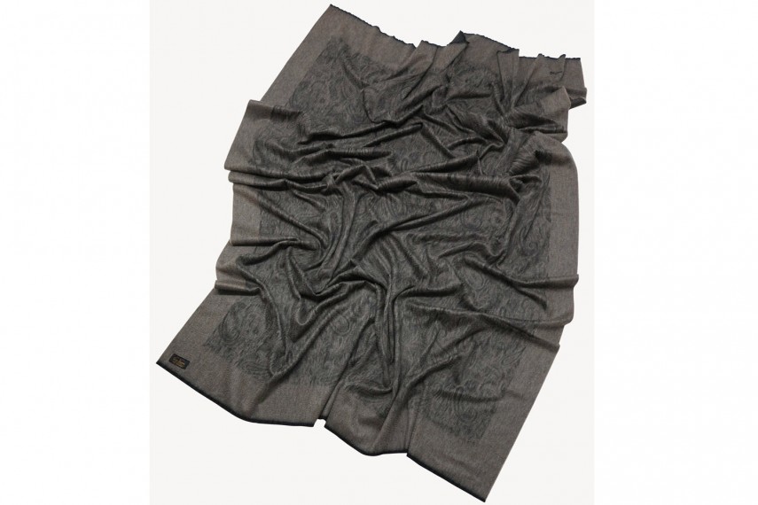 Плед GLEN SAXON Border Paisley Black-Natural, кашемир, 150х200 см