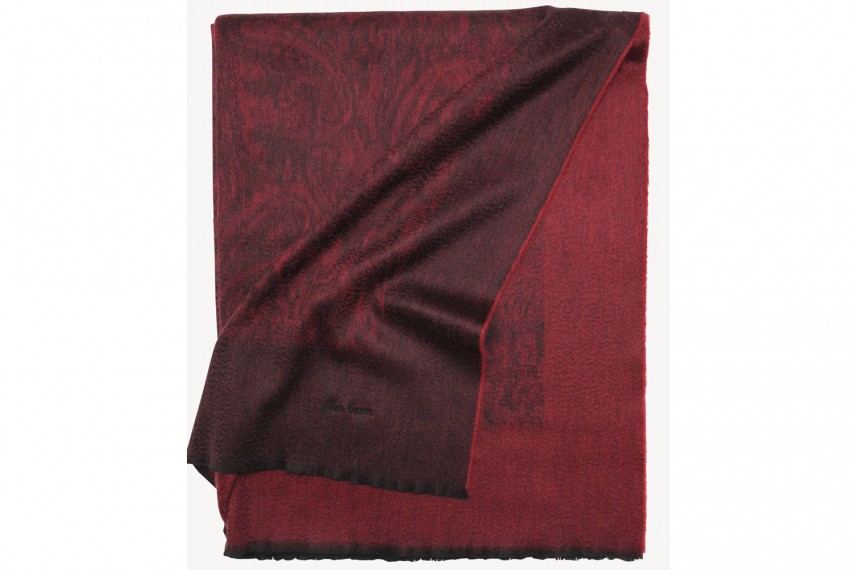 Плед GLEN SAXON Border Paisley Black-Carmine, кашемир, 150х200 см