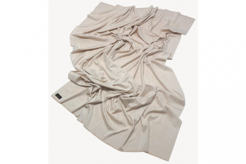 Плед GLEN SAXON Border Paisley Sandstone-White, кашемир, 150х200 см
