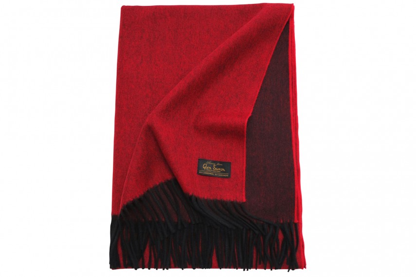 Плед GLEN SAXON Lamcash Black-Scarlet, меринос-кашемир, 130х180 см
