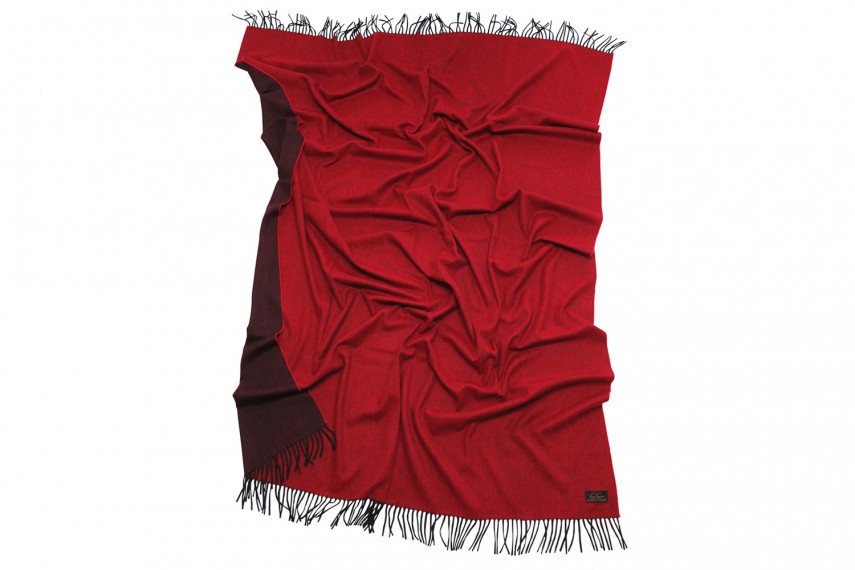 Плед GLEN SAXON Lamcash Black-Scarlet, меринос-кашемир, 130х180 см
