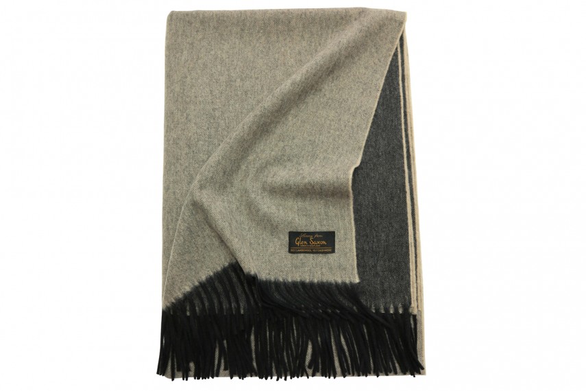 Плед GLEN SAXON Lamcash Black-lt.Natural, меринос-кашемир, 130х180 см